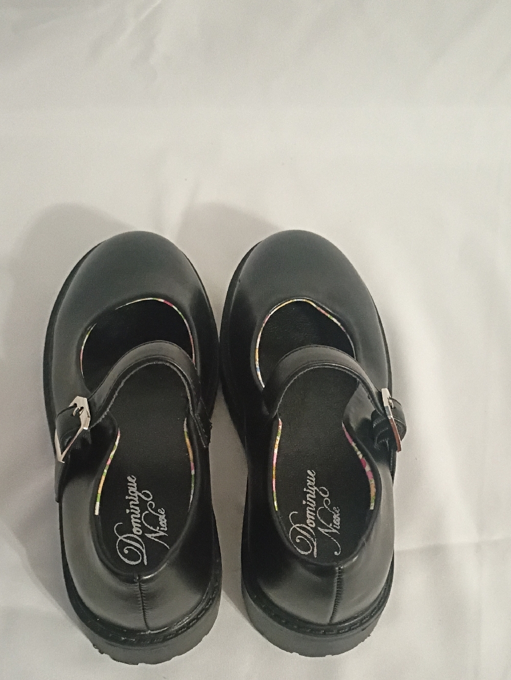 Dominique Mary Jane Black Buckle Flats